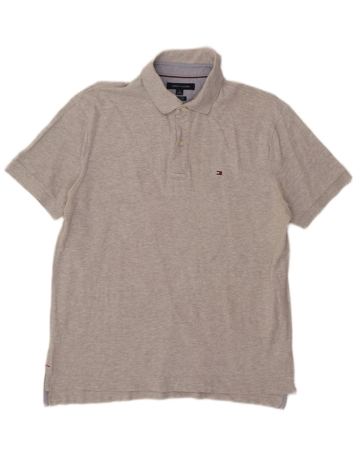 Tommy Hilfiger Herren-Poloshirt mit klassischer Passform, mittelgraue Baumwolle
