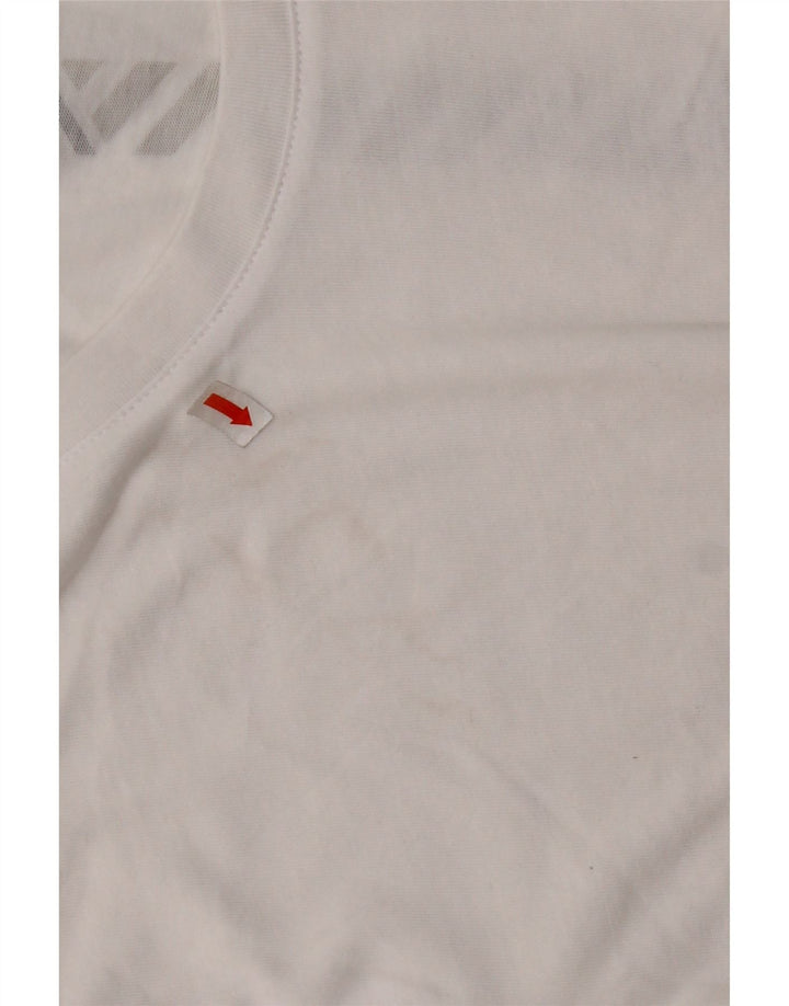 NEW BALANCE Damen Crop Graphic T-Shirt Top UK 10 Small Weiße Baumwolle