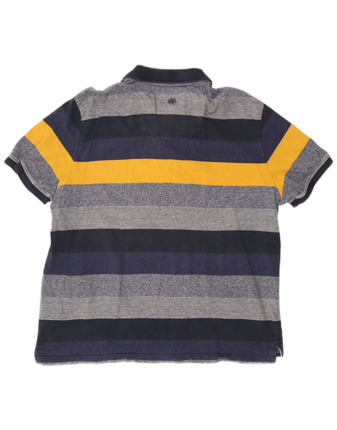 FAT FACE Herren Poloshirt 2XL Marineblau gestreift aus Baumwolle