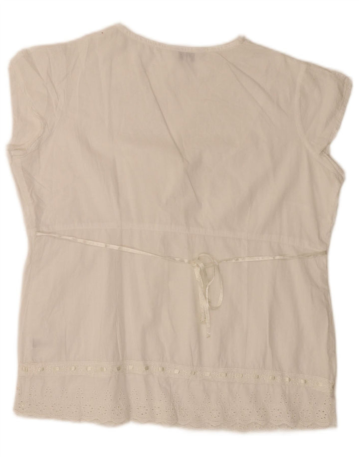 Max & Co. Petite-Blusenoberteil für Damen, UK 12, Mittelweiß, geblümte Baumwolle