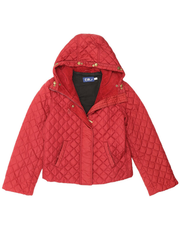 Byblos Damen-Steppjacke mit Kapuze, UK 12, mittleres Burgunderrot, Polyester