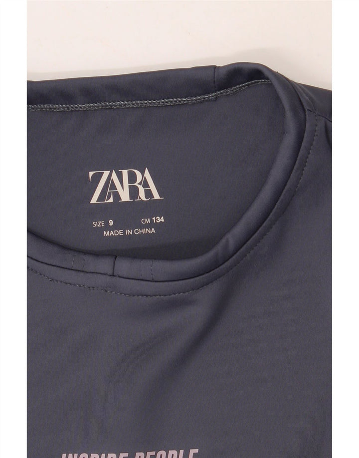 ZARA Girls Top Long Sleeve 9-10 Years Grey Polyester Vintage Zara and Second-Hand Zara from Messina Hembry 