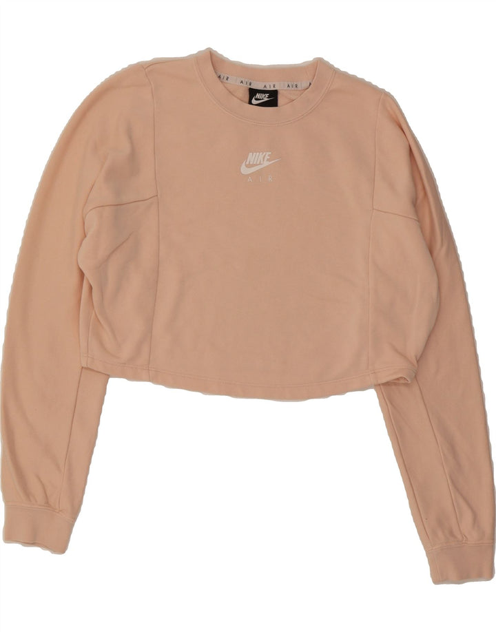 NIKE Womens Graphic Crop Sweatshirt Jumper UK 14 Medium Pink Cotton Vintage Nike and Second-Hand Nike from Messina Hembry 