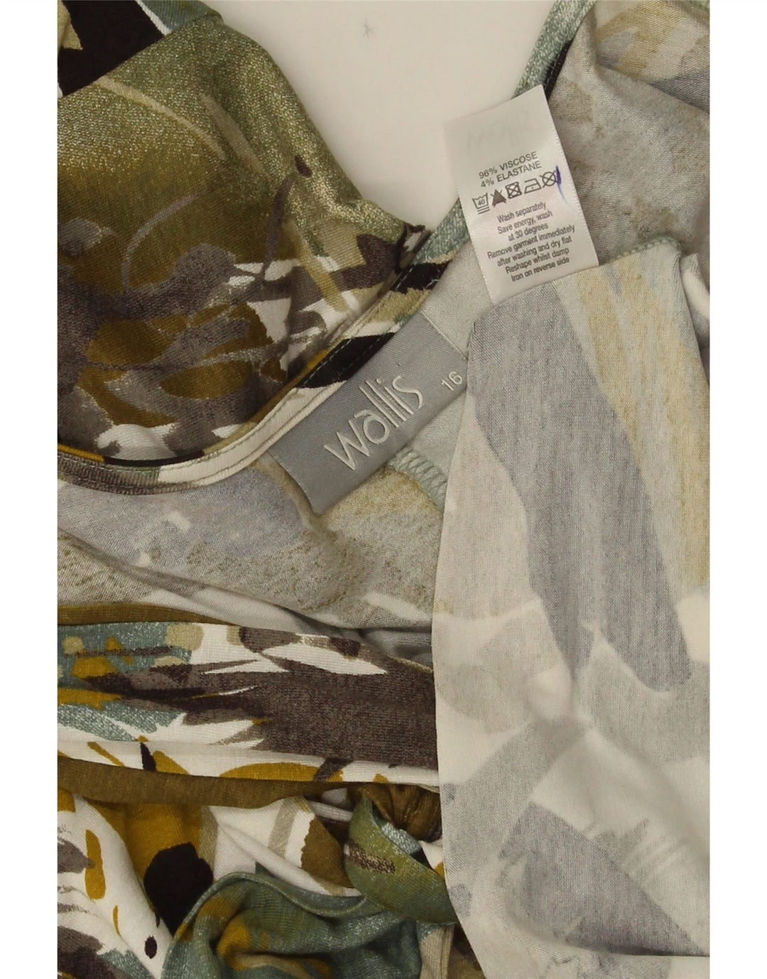 Wallis Damen-Kleid mit abstraktem Muster, A-Linie, Gr. 42, Größe L, grüne Viskose