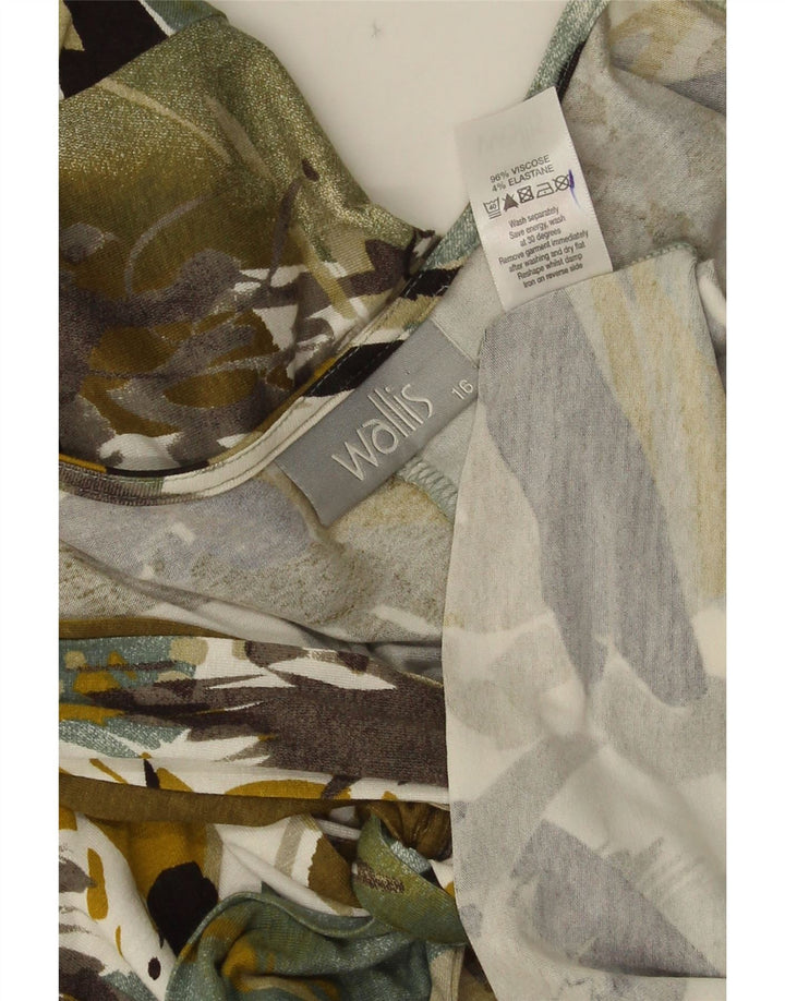 Wallis Damen-Kleid mit abstraktem Muster, A-Linie, Gr. 42, Größe L, grüne Viskose
