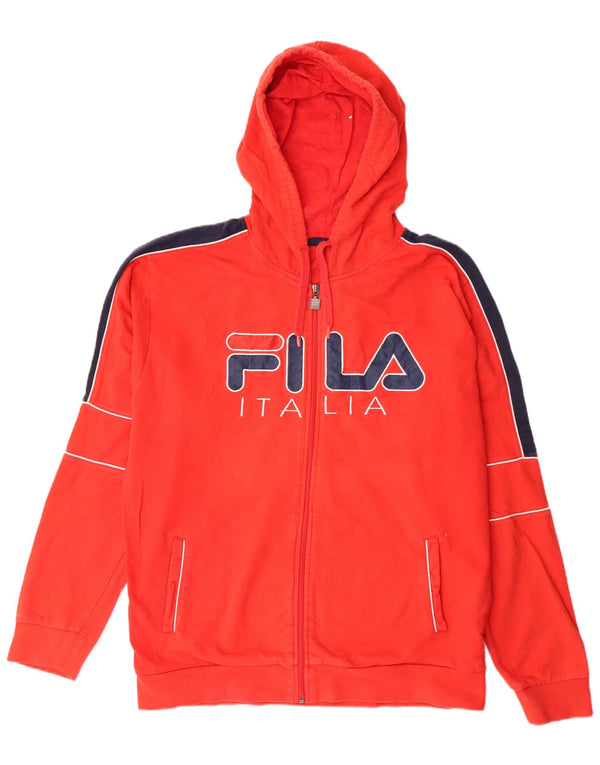 FILA Herren Italia Graphic Zip Hoodie Pullover mittelrote Colourblock-Baumwolle