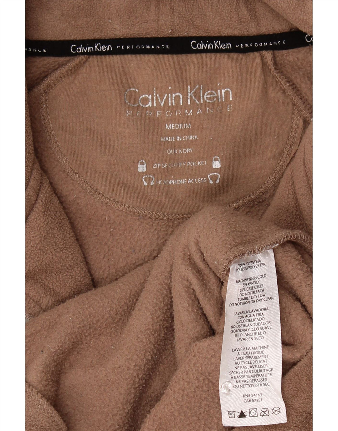 Calvin Klein Damen Graphic Fleecejacke UK 14 Mittelbraunes Polyester