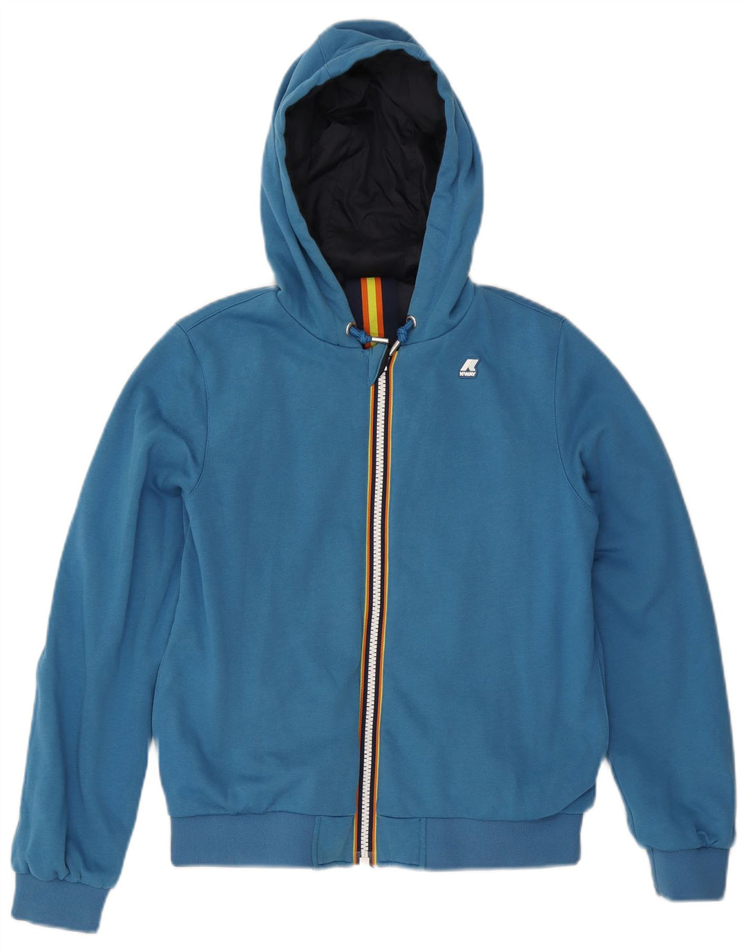 K-Way Damen Kapuzen-Wendejacke UK 10 Small Marineblau Baumwolle