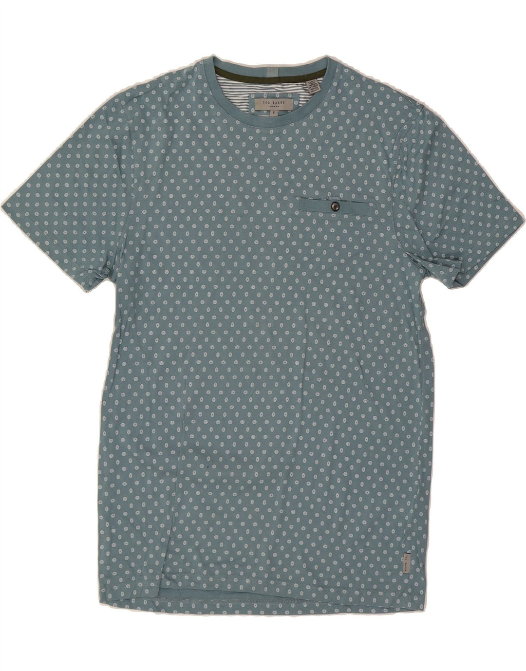 TED BAKER Mens Graphic T-Shirt Top Size 2 Small Blue Spotted Cotton Vintage Ted Baker and Second-Hand Ted Baker from Messina Hembry 