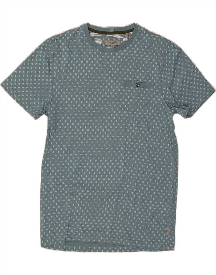 TED BAKER Mens Graphic T-Shirt Top Size 2 Small Blue Spotted Cotton Vintage Ted Baker and Second-Hand Ted Baker from Messina Hembry 