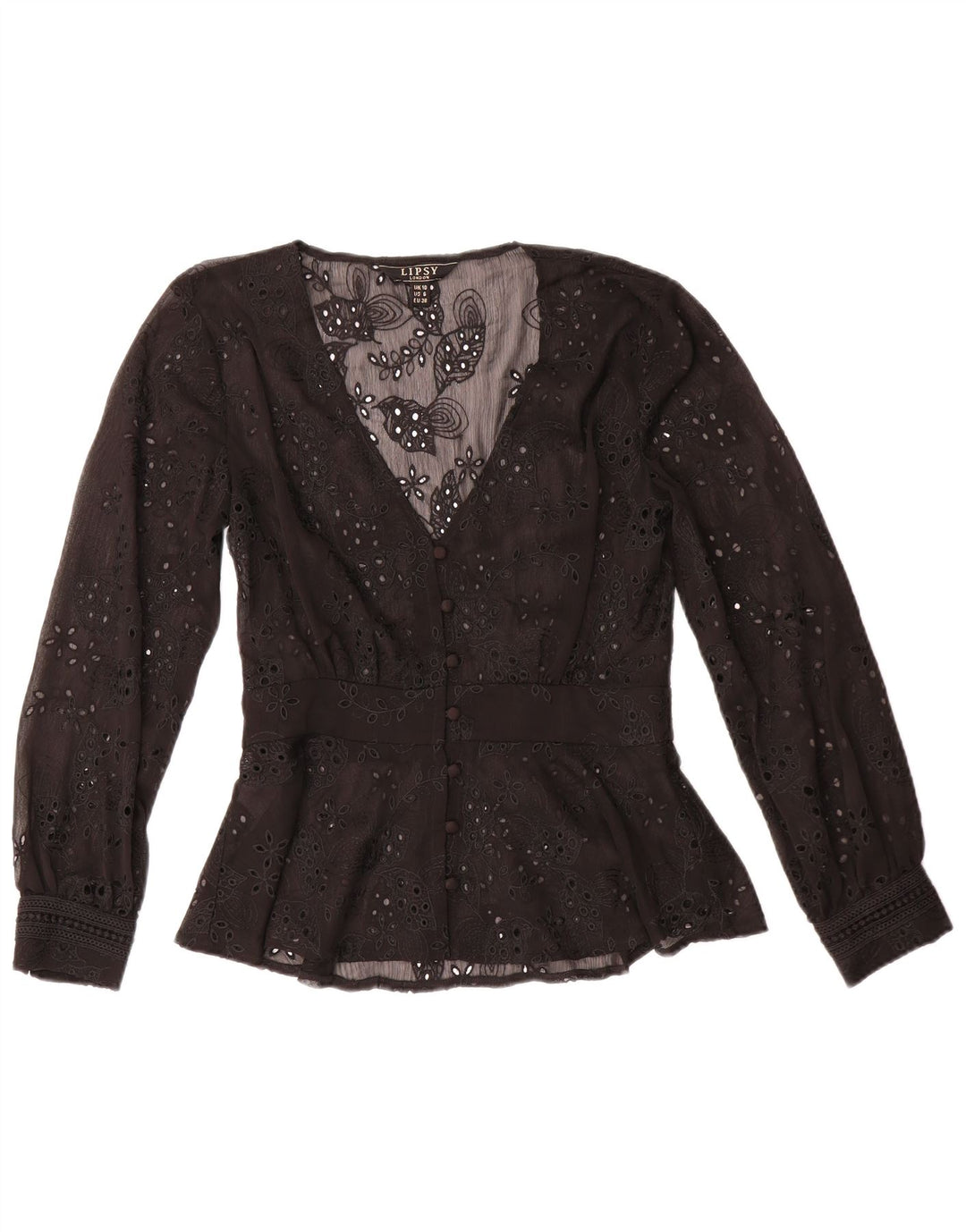 Lipsy Damen-Hemdbluse, UK 10, Größe S, schwarz, geblümt, Polyester