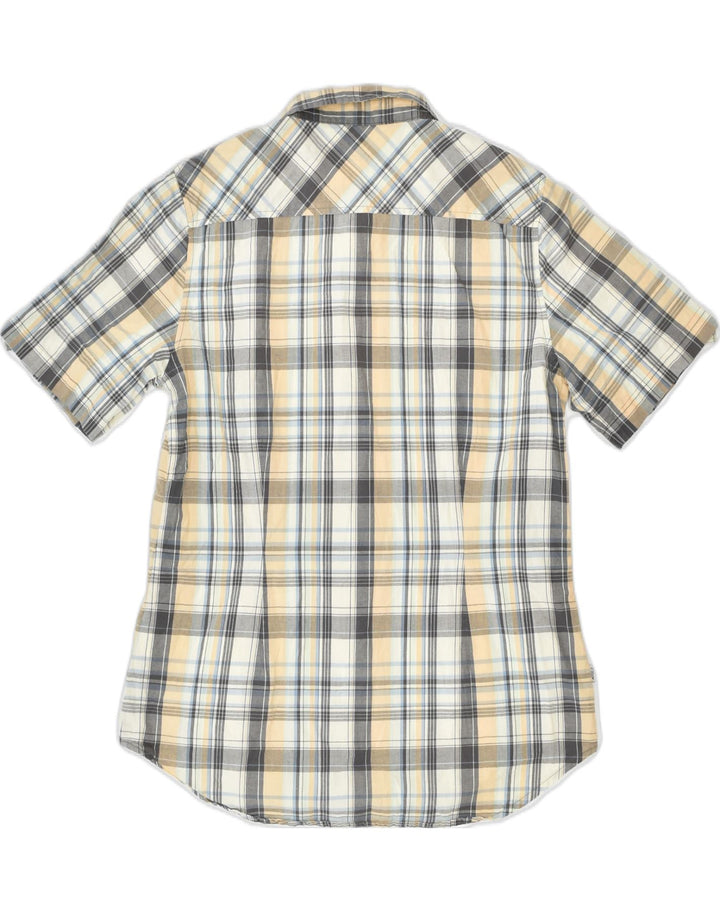 AIGLE Mens Short Sleeve Shirt Size 40 Medium Beige Plaid Cotton | Vintage | Thrift | Second-Hand | Used Clothing | Messina Hembry 