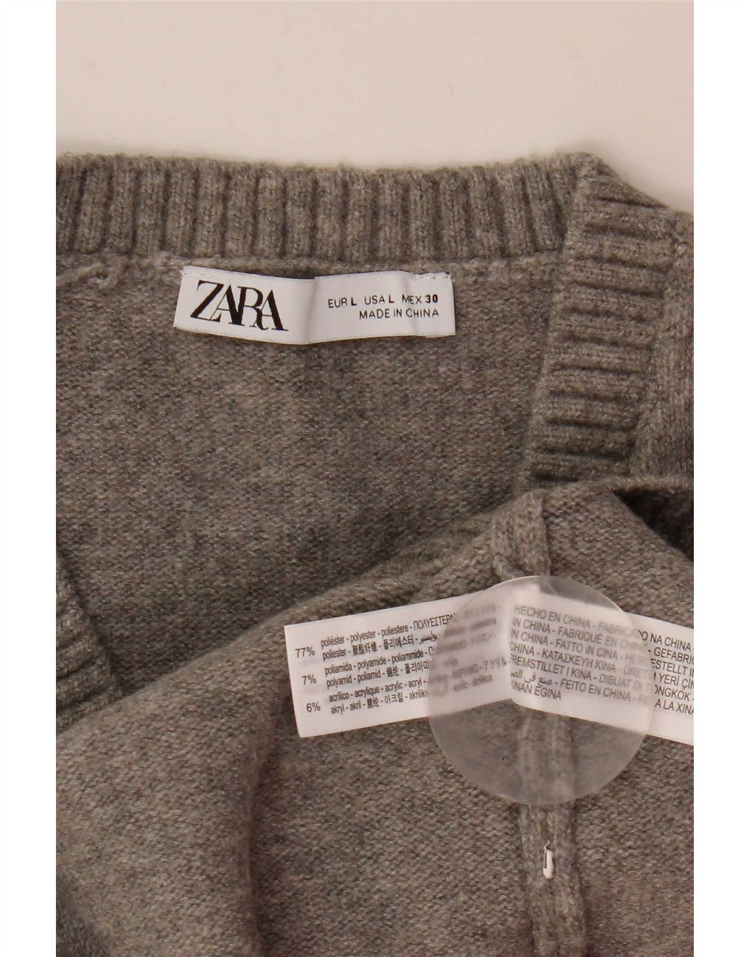 Zara Damen Crop Vest Tank Top UK 14 Large Grau Polyester