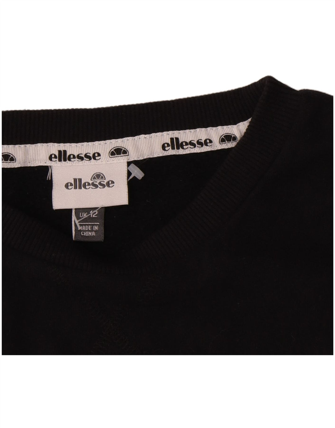 Ellesse Womens Graphic Sweatshirt Pullover UK 12 Mittelschwarze Baumwolle