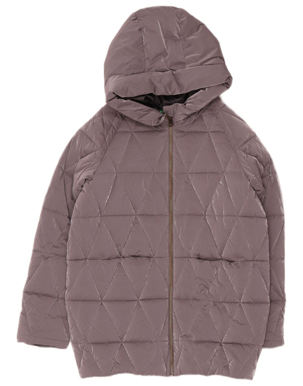 Benetton Wattierter Mantel für Mädchen mit Kapuze, 15–16 Jahre, 2XL, Grau, Polyester