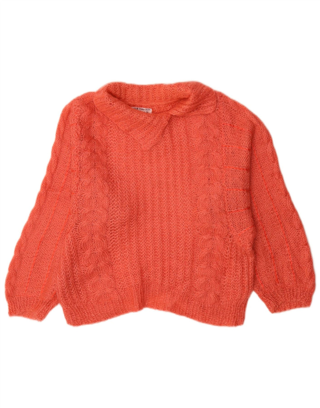 Vintage Damen Rollkragenpullover Pullover UK 12 Medium Orange