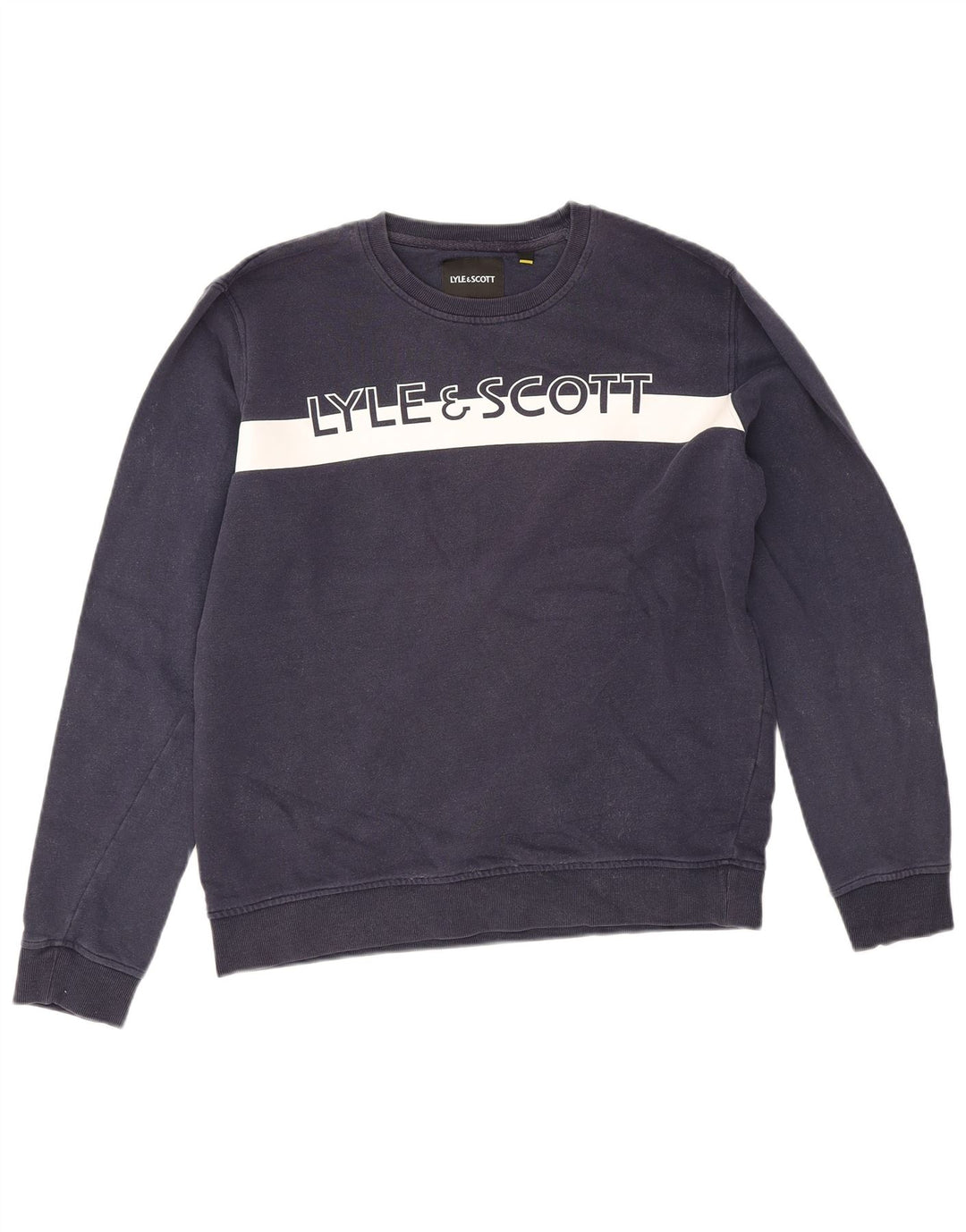 Lyle & Scott Grafischer Herren-Sweatshirt-Pullover, mittlerer Marineblau-Farbblock