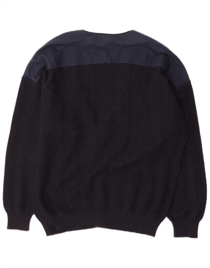 Il Granchio Herren-Strickjacke, groß, Marineblau, Farbblock