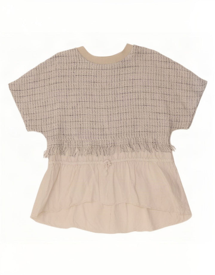 Zara Damen-Blusenoberteil, UK-Größe 44, Mittelweiß, kariert