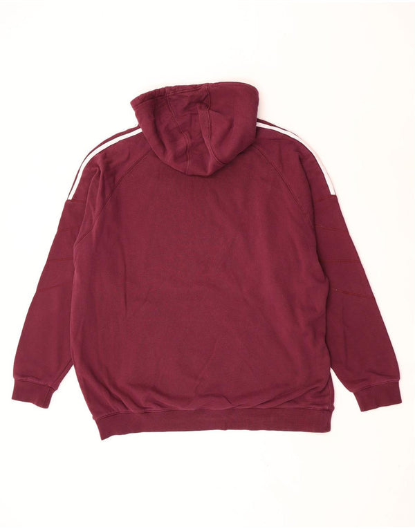 Adidas Herren Kapuzenpullover XL Maroon Colourblock Baumwolle