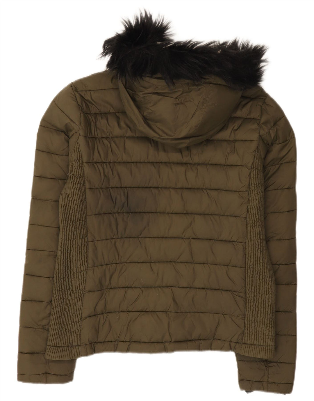 Superdry Wattierte Jacke mit Kapuze für Damen, UK 14, Medium Khaki, Nylon