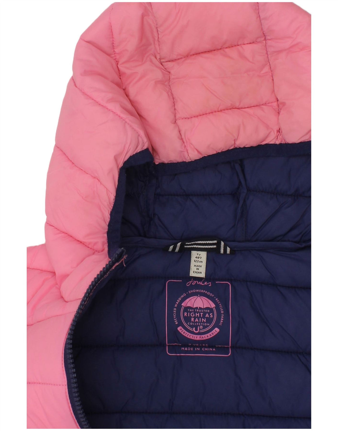 JOULES Wattierte Mädchenjacke mit Kapuze, 6–7 Jahre, Rosa, Polyamid