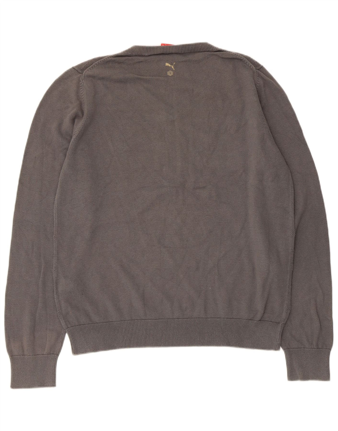 Puma Herren-Pullover mit V-Ausschnitt, groß, graue, geometrische Baumwolle