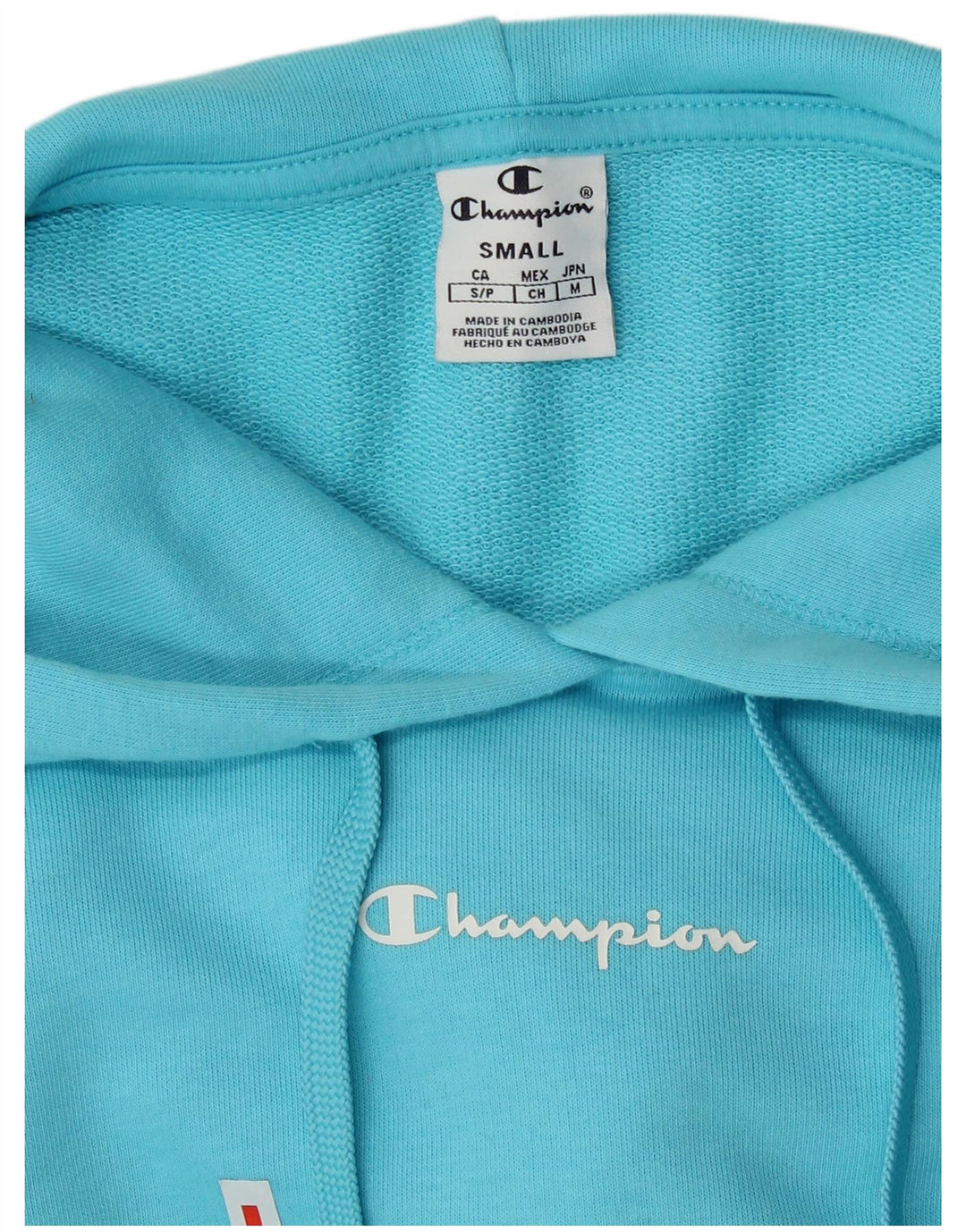 Champion Damen Crop Oversized Hoodie Pullover UK 10 Small Blau