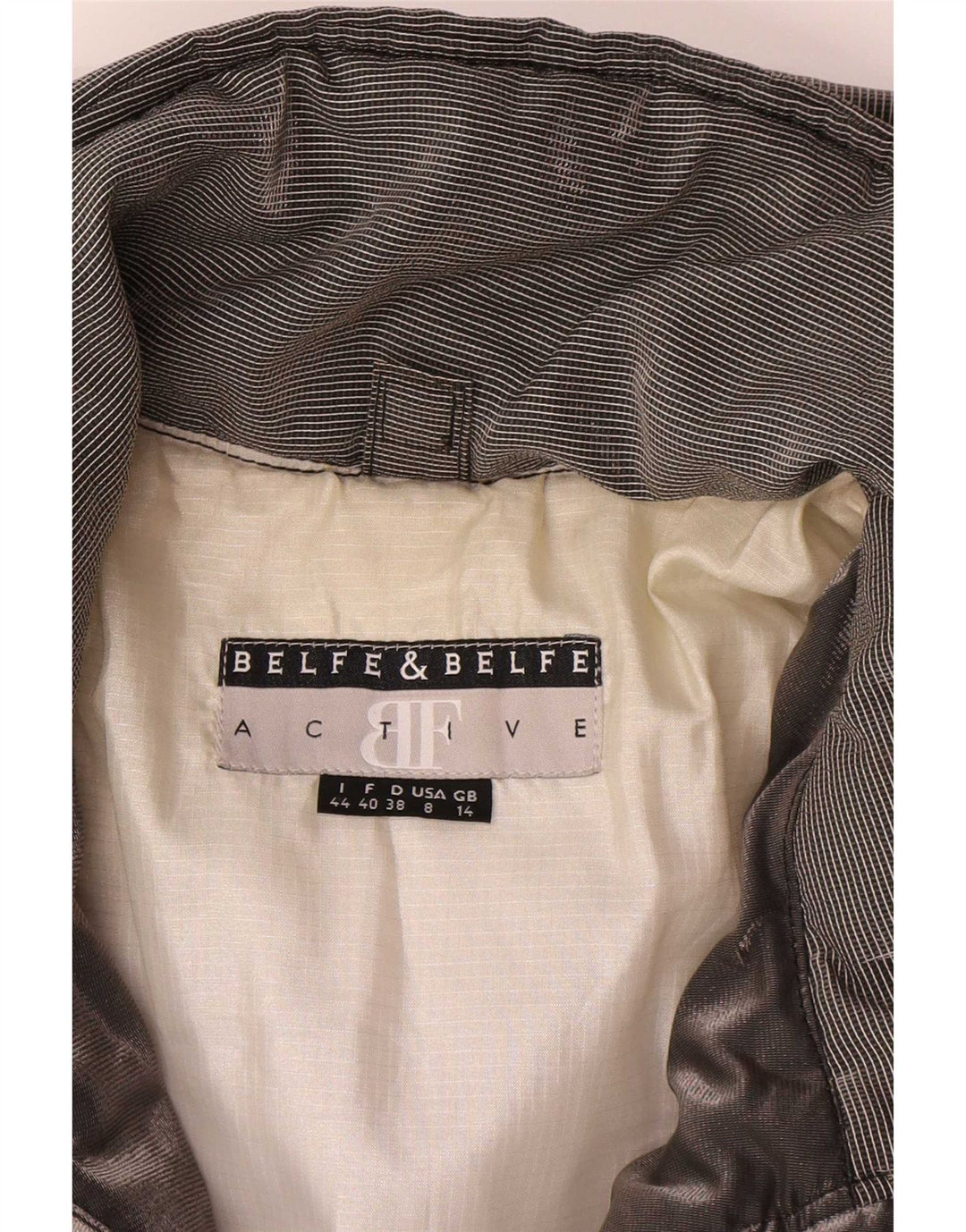 Übergroße wattierte Jacke mit Kapuze von Belfe & Damen, UK 14, Mittelgrau, Farbblock