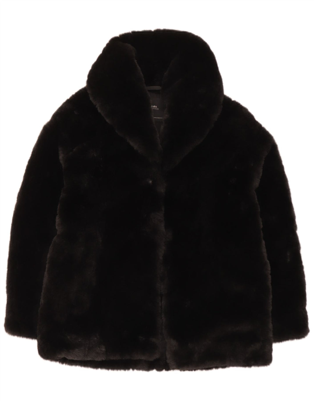 Zara Damen Kunstpelzjacke UK 6 XS Schwarz Polyester
