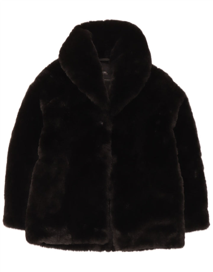 Zara Damen Kunstpelzjacke UK 6 XS Schwarz Polyester