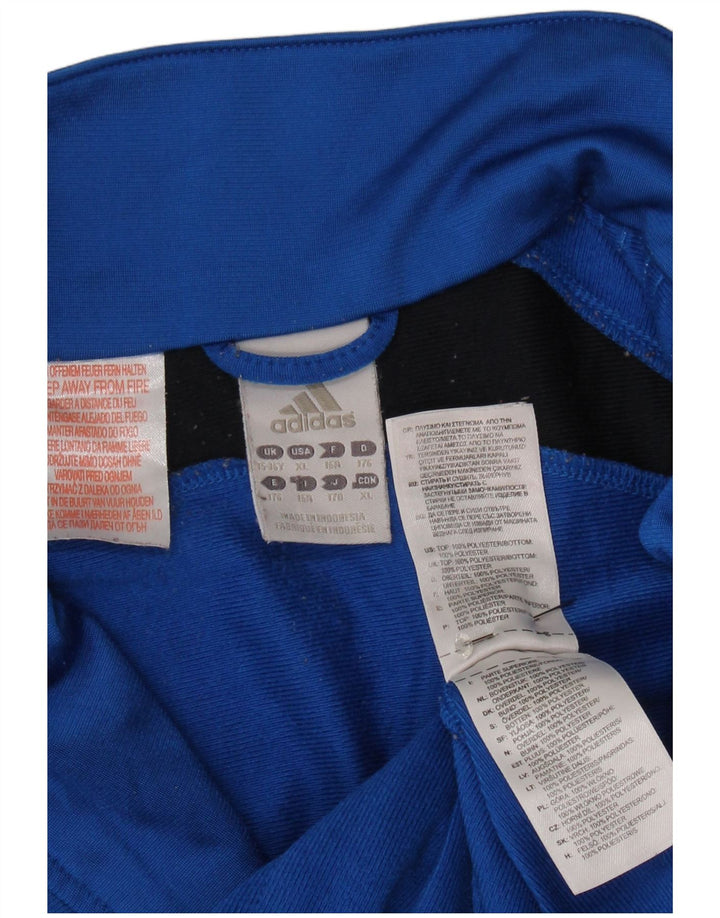 Adidas Jungen-Trainingsanzug-Top-Jacke, 15–16 Jahre, blaues Colourblock-Polyester