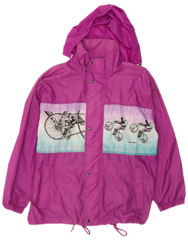 Vintage Mens Hooded Rain Jacket UK 42 XL Purple Colourblock