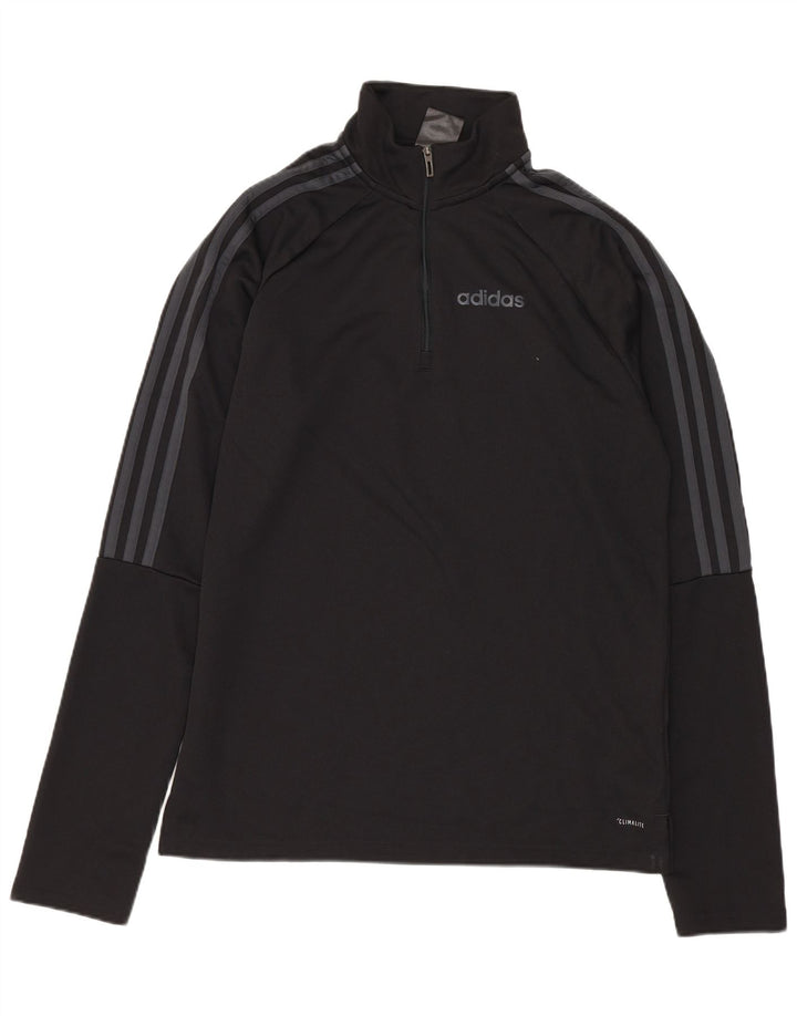 ADIDAS Herren Climalite Zip Neck Pullover Trainingsanzug Top Small Schwarz