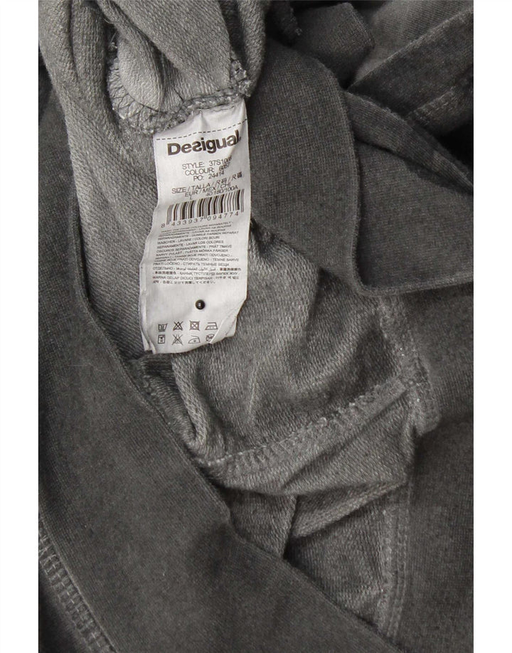 Desigual Herren-Kapuzenpullover mit Knopfkragen, groß, aus grauer Baumwolle