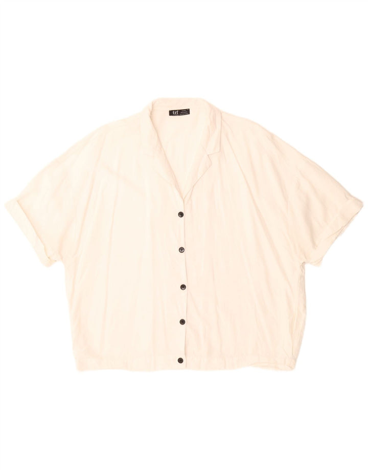 Zara Damen Kurzarm-Oversize-Hemd UK 18 XL Weiß