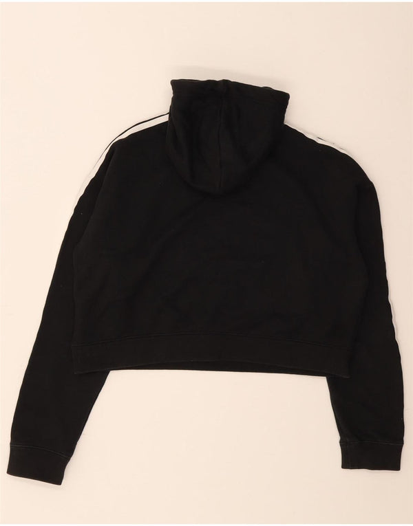 Adidas Damen Crop Oversized Hoodie Pullover UK 8 Small Schwarz Baumwolle