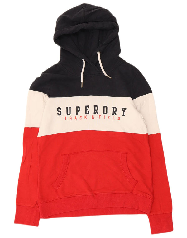 Superdry Damen-Kapuzenpullover mit Grafik, UK 12, Mittelrot, Colourblock-Baumwolle