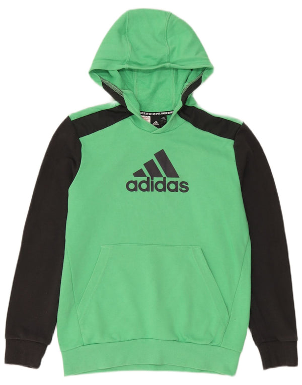 Adidas Jungen Graphic Hoodie Pullover 13–14 Jahre grüne Colourblock-Baumwolle