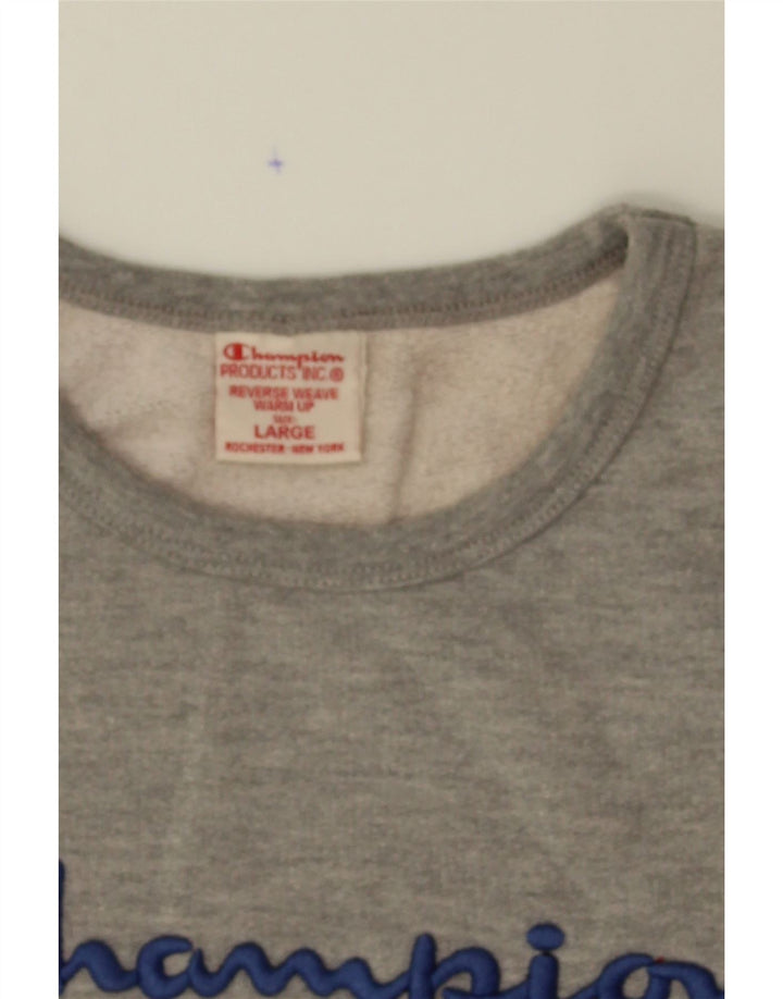 CHAMPION Womens Graphic Sweatshirt Jumper UK 14 Large Grey Cotton Vintage Champion and Second-Hand Champion from Messina Hembry 