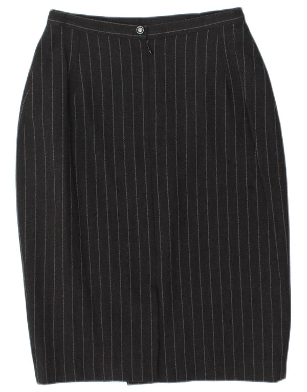 LOUISE KENNEDY Womens Pencil Skirt EU 38 Medium W28  Black Pinstripe Wool