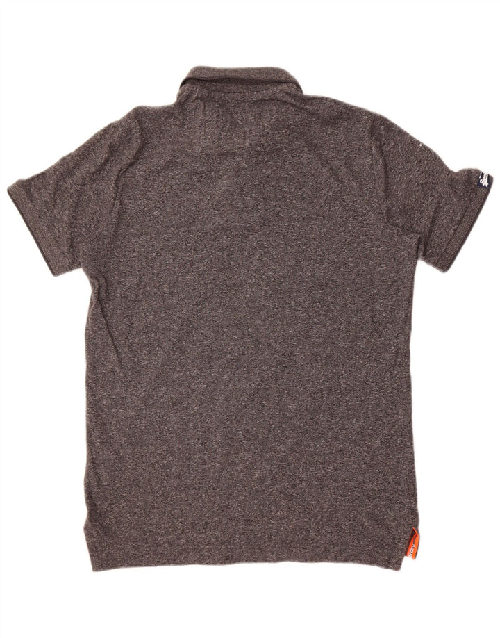 Superdry Herren-Poloshirt, Größe S, grau gefleckte Baumwolle