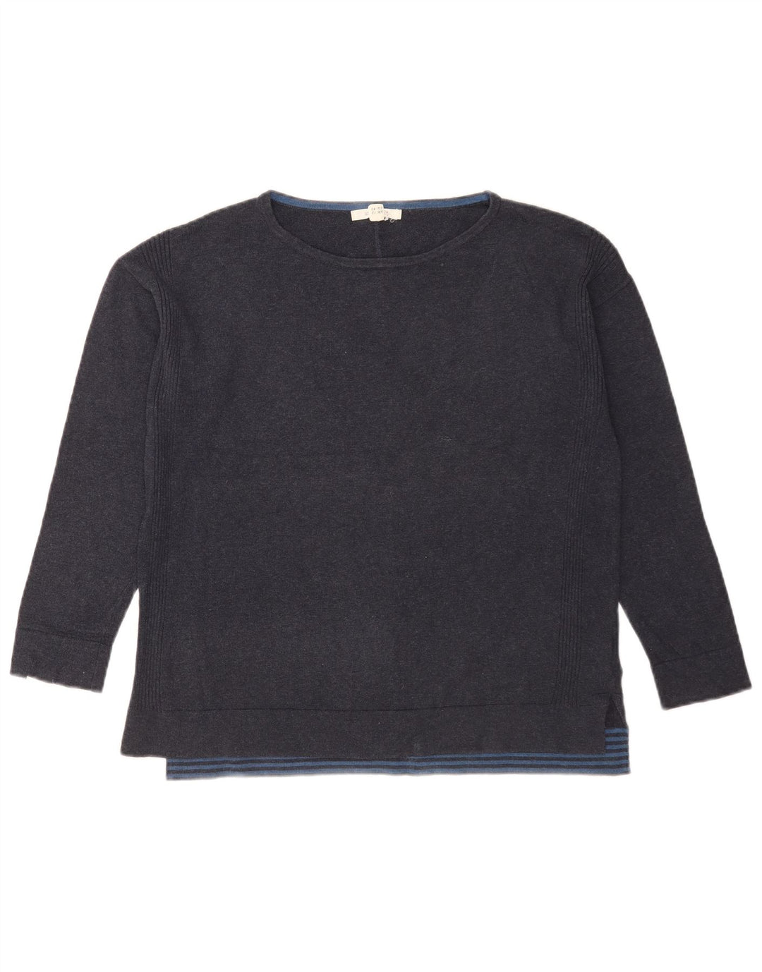 White Stuff Damen-Pullover mit U-Boot-Ausschnitt, UK 12, mittelmarineblaue Baumwolle