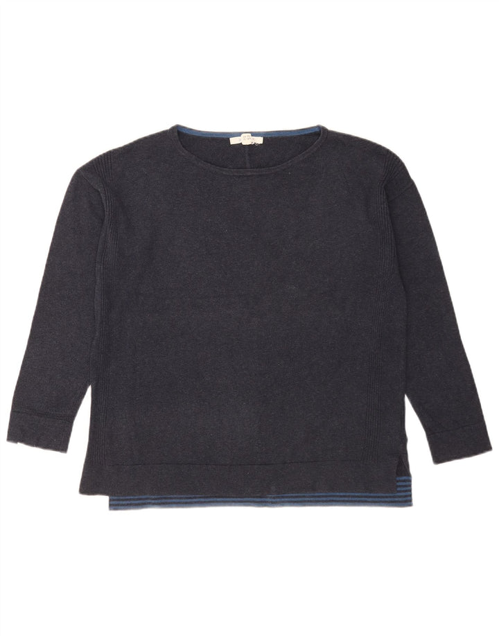 White Stuff Damen-Pullover mit U-Boot-Ausschnitt, UK 12, mittelmarineblaue Baumwolle