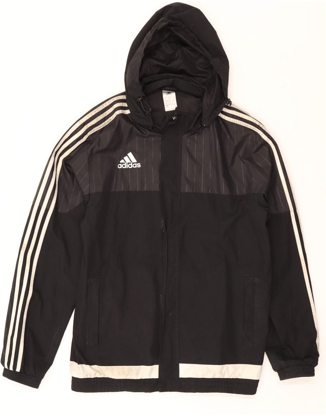 ADIDAS Herren-Regenjacke mit Kapuze, UK 38, Mittelschwarz, Colourblock-Polyester