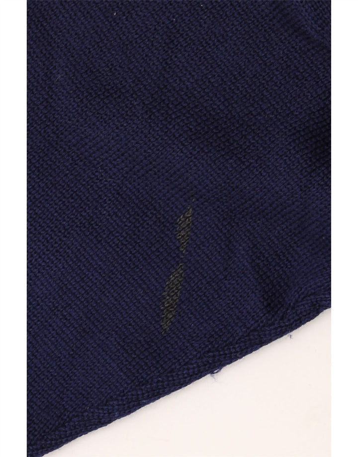 VINTAGE Herren-Pullover mit Rundhalsausschnitt, mittlere marineblaue Wolle