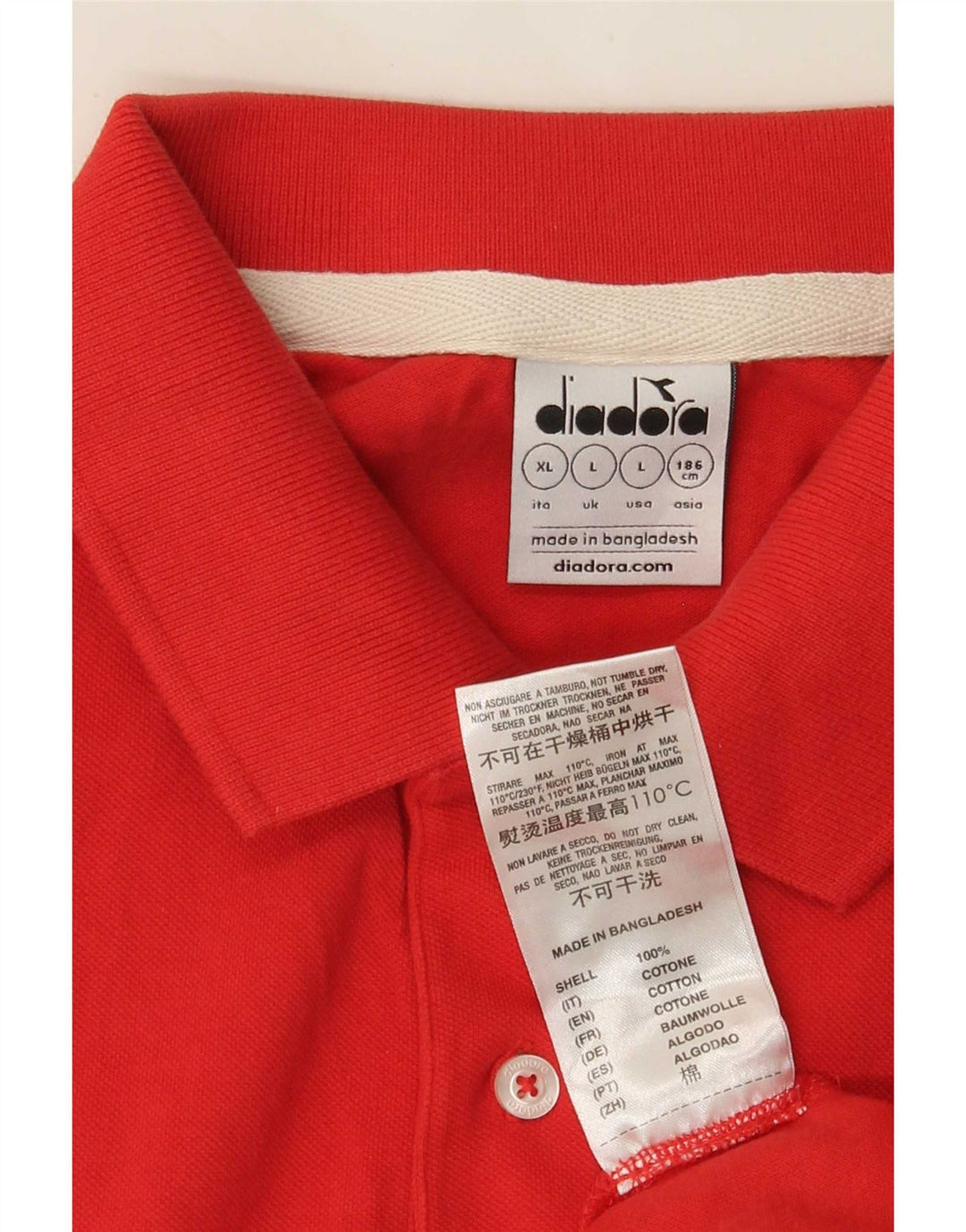 Diadora Herren-Poloshirt, große rote Baumwolle