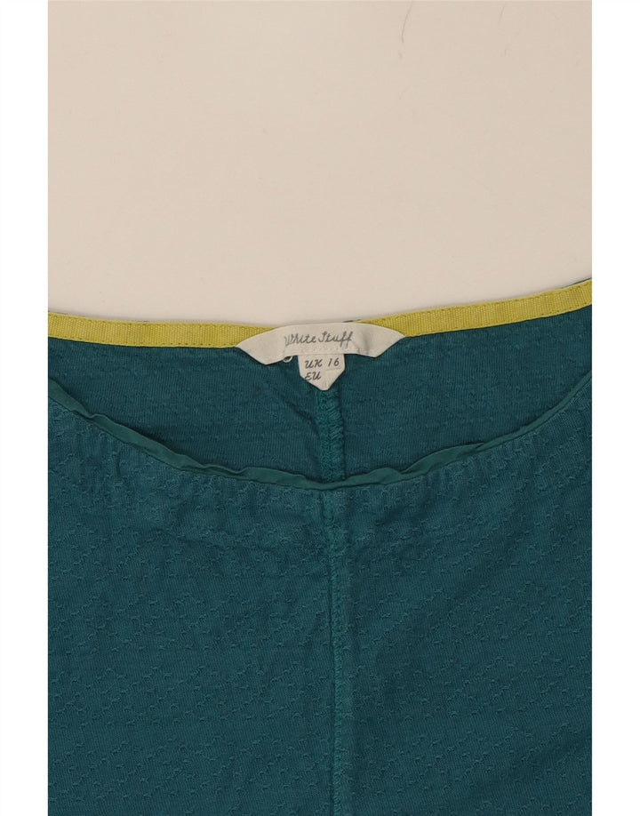 WHITE STUFF Womens Oversized 3/4 Sleeve Blouse Top UK 16 Large Turquoise Vintage White Stuff and Second-Hand White Stuff from Messina Hembry 