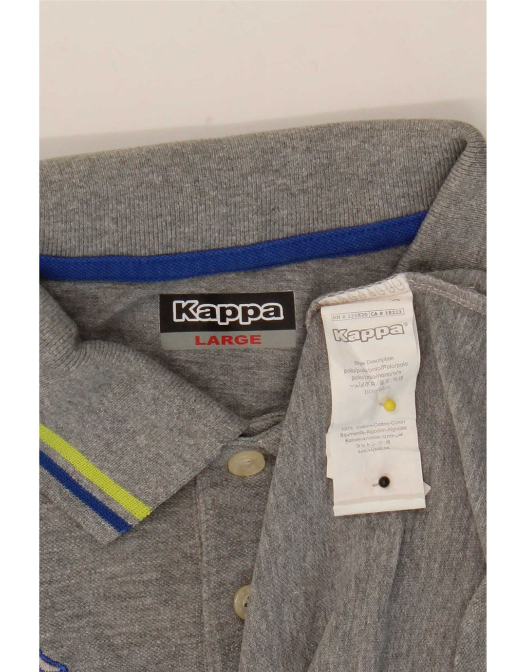 Kappa Herren-Poloshirt, groß, grau gestreift, Baumwolle