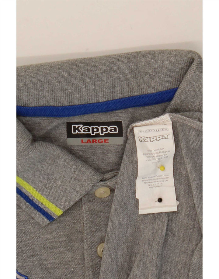 Kappa Herren-Poloshirt, groß, grau gestreift, Baumwolle